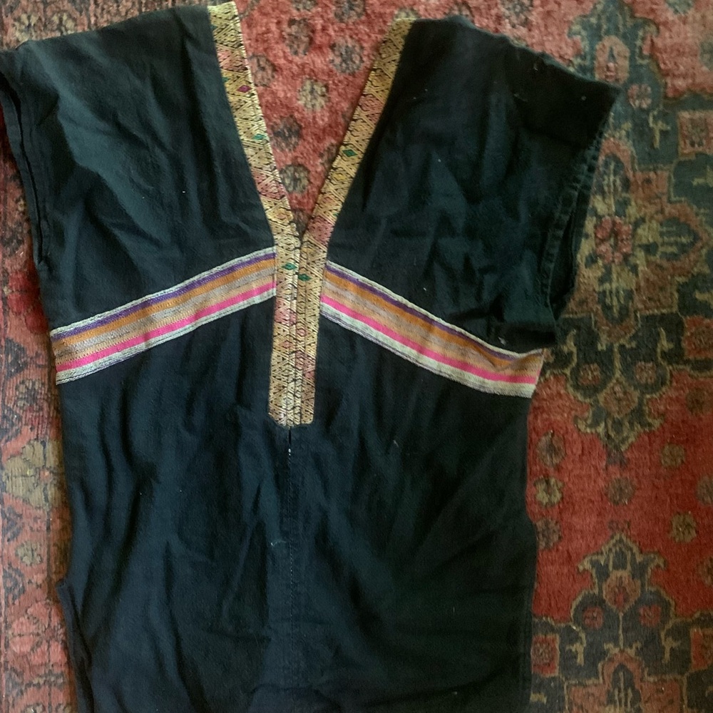 Vintage Black Top with Gold and Red Accents